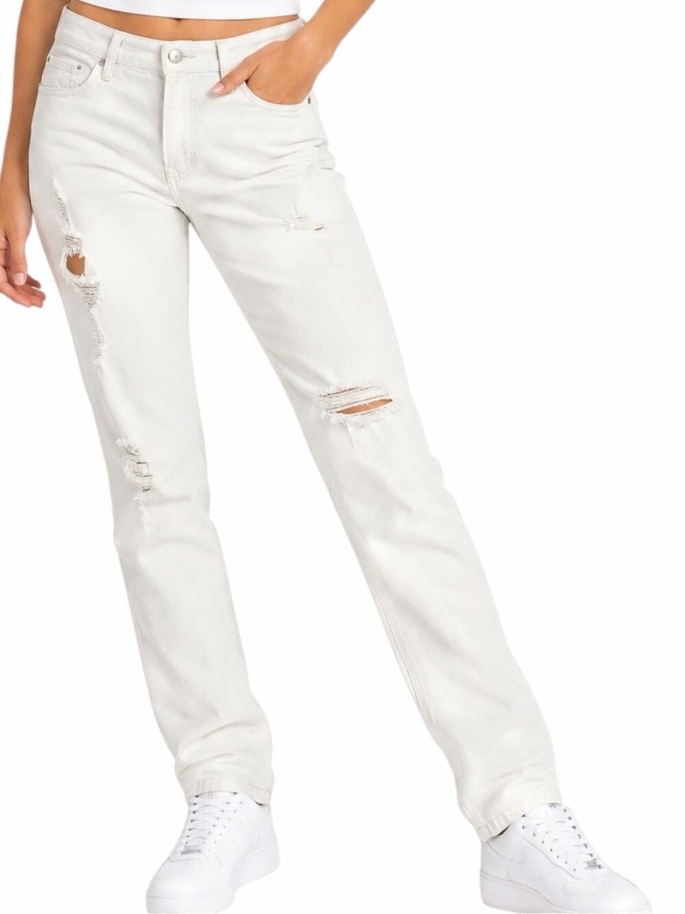 FLYING MONKEY Distressed White Skinny Stretch Jeans Women’s Size 28